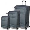 Or&My Set 3 Valigie espandibile semirigide in poliestere 4 ruote doppie piroettanti trolley Piccolo M 55 cm adatto bagaglio a mano cabina compagnie lowcost Media L Grande XL mod.755 (Grigio Perla)