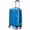 R.Leone Valigia da 1 pezzo Fino a Set 4 Trolley Rigido grande, medio, bagaglio a mano adatto Ryanair 55x40x20cm e beauty case 8 ruote in ABS 2092 (Azzurro, M Media)