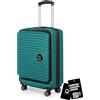 Hauptstadtkoffer Mitte - Valigia cabina top loader 55 x 40 x 20 cm, bagaglio a mano aereo, serratura TSA, 4 ruote, valigia rigida, trolley + Etichetta bagaglio digitale, Turchese