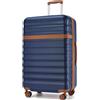 KONO Valigia Bagaglio a Mano Trolley Grande Valige L Rigida Grande Viaggio ABS+PC Hardshell Leggero con 4 Ruote e TSA Lucchetto, Marina Militare/Marrone