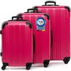 FERGÉ set di 3 valigie viaggio QUÉBEC - bagaglio rigido dure leggera 3 pezzi valigetta 4 ruote rosa