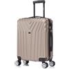 R.Leone Valigia da 1 Fino a Set 4 Trolley Rigido grande, medio, bagaglio a mano 55x40x23 cm Wizz, ITA Airways e bagaglio 45x36x20 cm EasyJet in ABS 9001 (Oro, S Bagaglio a mano)