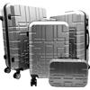 R.Leone Valigia da 1 pezzo Fino a Set 4 Trolley Rigido grande, medio, bagaglio a mano e beauty case 8 ruote in ABS 611 (Set 4 Pezzi XS S M L, Argento)
