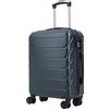 R.Leone Valigia da 1 Fino a Set 3 Bagaglio a mano 55x40x20 Ryanair, Medio, Grande Ultra Resistente Trolley rigido leggero 8 ruote in ABS 2220 (Verde Scuro, S Bagaglio a mano)