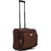 R.Leone Valigia bagaglio a mano 2 Ruote rinforzate Pilota Poliestere Stoffa adatto easyjet 45X36X20 (Marrone)