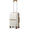British Traveller Valigia Rigida 56cm Trolley Piccolo PP Leggero con TSA Lucchetto (20pollici, Bianco)
