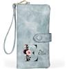 Jeweidea Portafoglio Donna Personalizzato con Nome Lettera Portafoglio Lungo in Pelle PU con Cinturino Carta Contanti ID Moneta Zip Regali per Mamma Moglie Nonna (Blu chiaro)