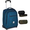 Invicta Trolley Scuola Fisso New Benin Solid, Blu, 2 in 1, Doppio Uso, Trolley e Zaino, Zaino Scuola e Viaggio, Ragazzo e Ragazza + BUSTINA R.PLUS INVICTA LOGO