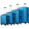 Zelsius Set di valigie Zelsius 4 pezzi, blu | Valigia rigida in ABS con chiusura a combinazione, 4 ruote e divisorio interno | Valigia a mano, set di valigie rigide 4 pezzi, trolley, valigia grande
