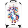 NoBoringSuitcases.com © Valigia per bambini Valigia bambino Valigia da viaggio Valigia per bambini da Baglagio a mano - Valigia Media (Unicorno con criniera arcobaleno, 55x40x20 cm)