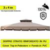 BAKAJI Telo Copertura Gazebo 3x4 Ricambio 350 gr/mq Camino Antivento Antipiog. 3 x 4 mt