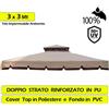 BAKAJI Telo Copertura Gazebo 3X3 Ricambio 350 gr/mq Camino Antivento Antipiog. 3 x 3 mt