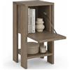 Shally Dogan Comodino Mobiletto 2 Ripiani con Anta Ribalta Tavolino Design Moderno Rovere