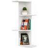 BAKAJI Libreria Scaffale Mensole Parete Angolare Moderna 4 Ripiani Angolo Bianco Legno