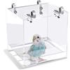 GURECOD Bagno per Uccelli Appeso cubo per Uccelli Vasca da Bagno Ciotola Gabbia Accessori Piccolo Uccello canarino allodola Pappagallo cacatua Amore Uccelli Pappagallo Bagno (16 x16 x16cm)