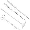 Menibeuty Set di 4 attrezzi per acquario, per la pulizia dell'acquario, pinzette lunghe, forbici, spatola, set per la pulizia del serbatoio di pesce, impianto di pulizia (argento)
