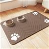 Mateju Tappetino Cibo Cane, Impronte di Cane Tappetino Ciotola per Cani e Gatti, Lettiera Gatto Antiscivolo per l'alimentazione degli Animali Domestici (A Marrone,30x40cm)
