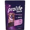 Generico Prolife Snack Cane Adult Sensitive gusto MAIALE, snack per cani adulti di tutte le taglie senza conservanti e senza cereali, grainfree, monoproteico | 3 bustine da 90 grammi l'una.