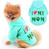 PAIDEFUL Cappotto per cani di piccola taglia in caldo pile morbido antivento con cappuccio alla moda per cuccioli con stampa I Love My Mom giacca termica per animali domestici a maniche corte per