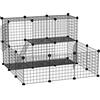 PawHut Recinto per Conigli, Porcellini d'India e Roditori Modulabile, Box per Animali con Accessori Montaggio in Acciaio, 105x105x70cm, Nero