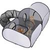 FuzzFables Box pieghevole per gatti con tunnel, box multifunzione con rete traspirante, tenda portatile per piccoli animali interni ed esterni, recinti e gabbie per esterni, S