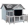 Wiltec Cuccia per cani Luxus XL con patio in legno per uso esterno