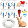 QOXEZY Distributore automatico di bottiglie d'acqua a forma di coniglio a doppia molla per gabbie di allevamento forniture per animali domestici abbeveratoio automatico in plastica blu (set da 6 pezzi)