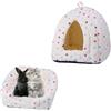 DOITOOL Cuccia Triangolare per Gatti e Piccoli Animali, Rifugio Chiuso | Tessuto Beige, Uso Interno Sul Pavimento del Soggiorno, Comfort per Tutte le Stagioni, Stile Tenda Classica