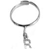 Cavaliere Gioielli Anello con Iniziale Pendete Zirconata Argento 925 Lettera Regolabile Made in Italy Donna Ragazza