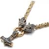 AFSTALR Wikinger Schmuck Herren Halskette Thors Hammer Halskette - Nordische Mythologie Mjolnir Wikinger Runen Hammer Edelstahl kette Viking Heschenke für Männer 50/60/70cm Silber/Schwarze/Gold