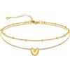 U7 Bracciale Cavigliera Donna con Ciondolo Iniziale V Personalizzato in Acciaio Inossidabile, Cavigliera Doppio Strato con Lettera A colore Oro, Gioielli per Estiva e Vacanze