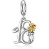 LANBEIDE Ciondolo in argento sterling per Pandora 16°, 18°, 21°, 30°, 40°, 50° compleanno, con rosa dorata, per braccialetti, regali per donne, Argento sterling Zirconia cubica