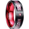 083BASE Anello da uomo in tungsteno con motivo drago, larghezza 8 mm, inserto con zirconi, disponibile in blu, nero e rosso, anello in carburo di tungsteno per uomini, 62（20）