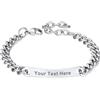 PROSTEEL bracciale personalizzabile per uomo e donna, catena a maglia barbazzale, regolabile 18 + 5 cm, in acciaio inox 316L placcato acciaio 18 carati/confezione regalo e Acciaio inossidabile