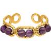 Purelei Anello Dusk Purple - Anello regolabile in acciaio inox con pietre naturali viola impermeabile, dorato, misura 50-56, Acciaio inossidabile, Non pietra preziosa