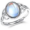 Milacolato Argento 925 Anello Regolabile per Donna - Pietre di Luna CZ Triangolo Celtico Vintage con Cuore Ovale Rotondo