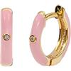Mesnt Orecchini Cerchio Zirconi, Orecchini Cerchio Huggie smaltato con Cubic Zirconia per Donne, Rosa