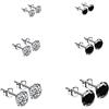 Bo Win 6 Paia Orecchini in Argento 925 Orecchino Set Donna Orecchini Argento Orecchini Nero Orecchini Uomo Diamanti 4mm 5mm 6mm con Zirconi Orecchini per Donna Uomo