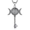 EUDORA Harmony Ball Collana con Chiave di Ecate in Argento Sterling 925 per Donne e Uomini, Ciondolo a Forma di Serpente a Tripla Luna, Ruota di Ecate Gioiello Pagano Regalo per Mamma e Moglie, 20+2