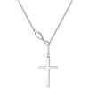 FANCIME Collana Ciondolo Croce Infinito in Argento 925 Placcato Oro Bianco Minimalista Gioielli per Donna Ragazza - Catena Lunghezza: 40 + 5 cm