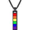 Bandmax LGBT Gay Pride Arcobaleno Rainbow Collana Uomo Donna, 03 Stile Rettangolare Collana Pendente, Nero Ciondoli Per Collane LGBT Accessori, Idee Regalo per Coppia