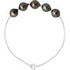 PEARLS & COLORS - Braccialetto etnico con 5 perle di tahiti coltivate autentiche 8-9 mm, qualità A+ - oro bianco - gioielli da donna