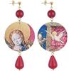 IN Lebole Collezione The Circle DOR94 Madonna con Colomba Orecchini da Donna in Ottone Pietra Rubino
