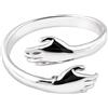 Gioielli Aurum - Anello Abbraccio Mani in Argento 925 da Donna, Anello Love Aperto Regolabile, Gioiello di Promessa Romantico per Uomo Ragazza, Idea Regalo Amore Anniversario