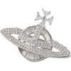 BBirtyQV Spille da donna Micro-borchie zirconio Saturno spilla Blazer accessorio corpetto femmina Pin, argento