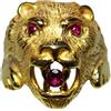 Corsano Laboratorio Orafo Testa di leone - Anello in argento, doratura, pietre rosse (21)