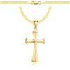 AMAR PRAGNA, collana in oro 925/585 con croce per donna/uomo, intrecciata originale, larghezza 3,8 mm, collana in oro, collana con croce in oro 585, 60 cm, Argento sterling