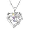 jewelora Collana da Donna con Nome Pietra natale Collana Personalizzata con Cuore di Rose Ciondolo in Argento Regalo per Mamma Nonna Moglie Fidanzata (3 nome)