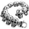 OIDEA Uomo Braccialetto Catena Bici Biker Acciaio Inossidabile Chiusura Cranio Argento