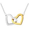 Bramart - Collana Donna 2 Cuori con Zirconia - Finitura Oro 14k - Amore Infinito - Ciondolo Regolabile - Chiusura a Moschettone - Adatta per Ogni Occasione, Grigio, Unica, AISI 304